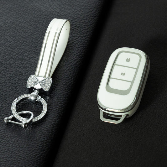 HOB2T1 White-Silver Plating Car Key Cover Suitable for Honda CRV Style Key case Civic HRV Accord XRV Yingshipai Haoyingbin Intelligent Bag Buckle keychain