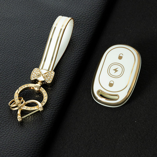 AAB2T1 White-Gold Plating Car Key Cover For Aima Luna Bubble Universal Electric Bicycle Car Key Accessories