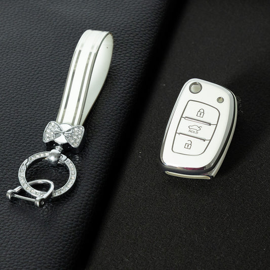 HYF1T1 White-Silver Plating For Hyundai 2024 Auto TPU China Wholesale Hyundia Tucson 2018 Car Key Cover for Car Keys