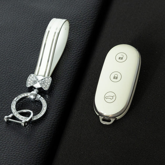 LIB1T1 White-Silver Plating Car Key Cover TPU Material Remote Car Key Case Cover Auto Key Shell Fob Protector Lossless Signal Fit for Lixiang L9 L7 L8 L6
