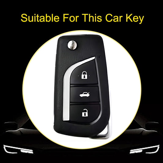 TOA1T1 Purple-Silver Plating Car Key Cover Premium Soft TPU Car Key Case Cover Shell for Toyota COROLLA camry LEVIN REIZ highlander RAV4 Fold Key Rings Keychain Bag