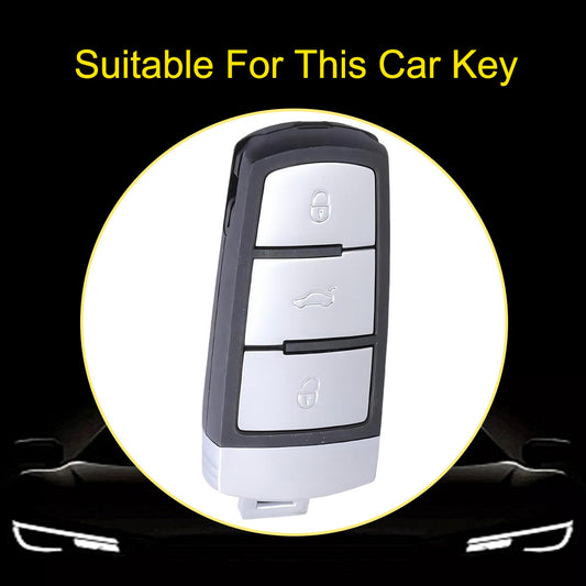 VOH1T1 Black-Silver Plating TPU Flip Remote Car Keychain Cover for VW VolksWagen B6 B7 3C Magotan Passat CC 3-Button Design