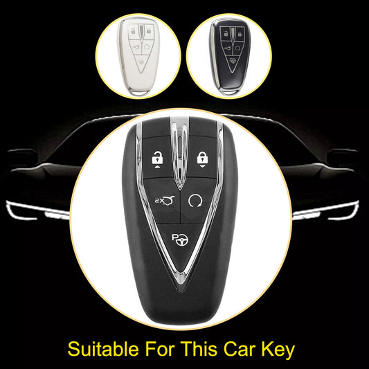 CHC3T1 Black-Silver Plating Car Key Cover Soft TPU Car Key Case Cover Shell Sleeve Protector for CHANGAN CS75 Plus Unit Univ CS35 CS55 OSHAN X5 X7 Key Rings Keychain Bag