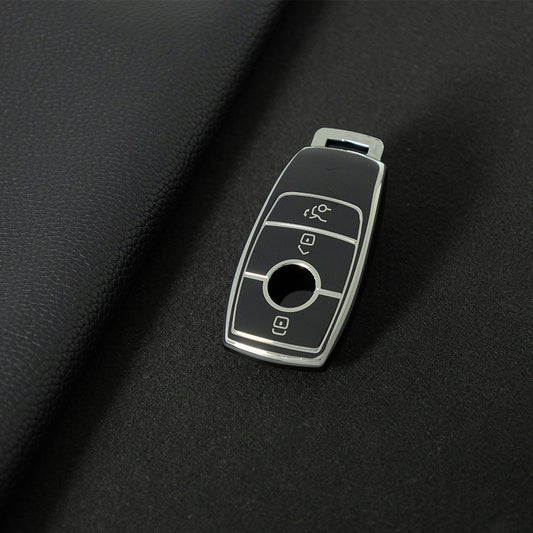 MEB1T1 Black-Silver Plating Car Key Cover For Mercedes Benz Maybach C200L S450L CLASS Key Rings Keychain Bag Car Key Accessories