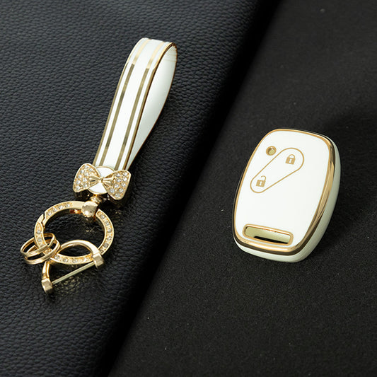 HON2T1 Black-Gold Plating 2Buttons Car Remote Key Case Cover Shell Fob for Honda Freed Freed Pilot StepWGN Insight Fit CIVIC JAZZ Pilot Accord CR-V