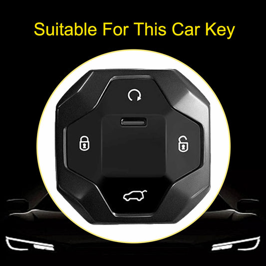 CRN1T1 Black-Silver Plating Car Key Cover TPU Premium Soft Car Key Case Cover Shell for JETOUR Traveler T2 X70 Coupe X90 X95 Key Ring Keychain Bag