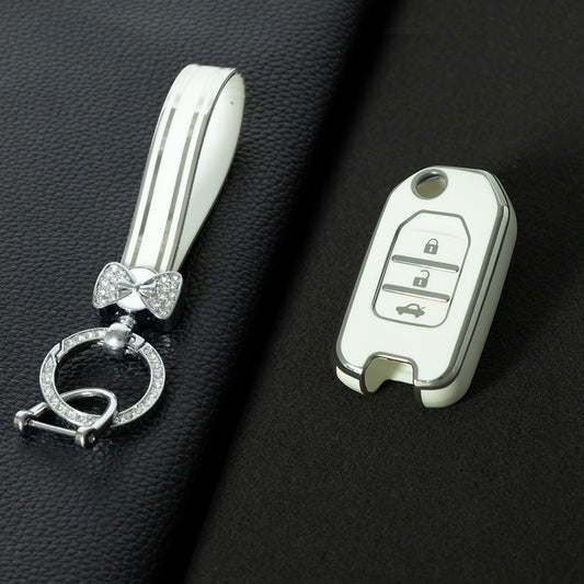 HOC1T1 White-Silver Plating Car Key Cover 2022 New High Quality TPU Car Key Case for Honda Civic Accord CRV CR-V XRV Car Key Shell Cover
