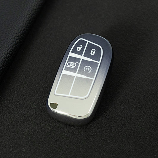 JEA3T1 Gradient Gray TPU Car Key Case Cover Shell for Jeep Renegade Compass Grand Cherokee Chrysler 300C Wrangler Dodge Ram Charger Challenger