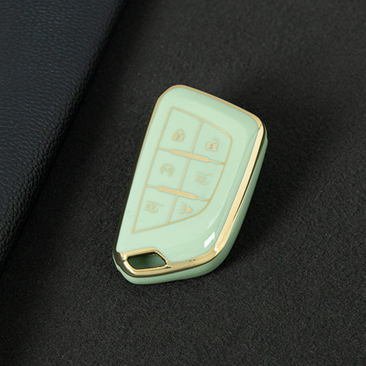 CAB2T1 Green-Gold Plating TPU Car Key Case for Cadillac ATS-L XTS XT4 XT5 XT6 CTS CT6 ATS 28T SRX Escalade