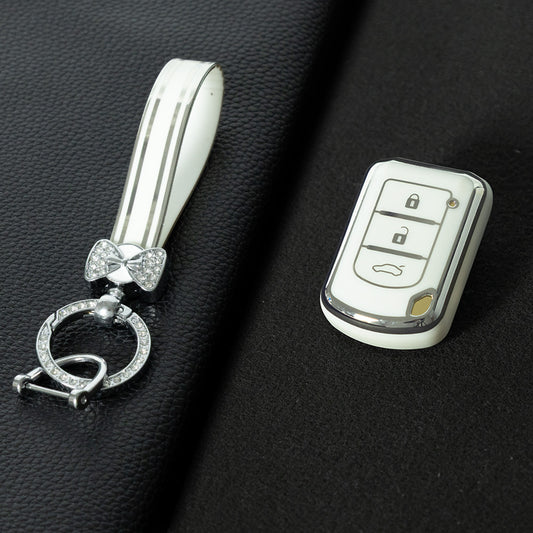 MIG1T1 White-Silver Plating TPU Car Key Cover for Mitsubishi Kit Mitsubishi Outlander ASX Lansergo Lansergo Lansergo Pajero Yige