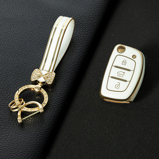 HYF1T1 White-Gold Plating For Hyundai 2024 Auto TPU China Wholesale Hyundia Tucson 2018 Car Key Cover for Car Keys