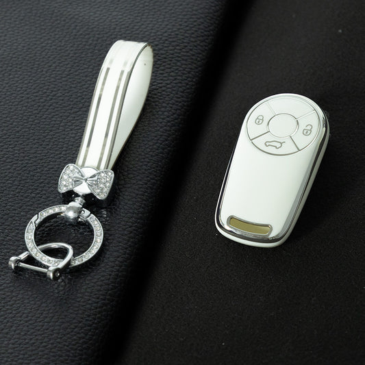 ORA1T1 White-Silver Plating TPU Car Key Case Cover for ORA Es11 Good Cat R1 R2 Baimao IQ5 EV