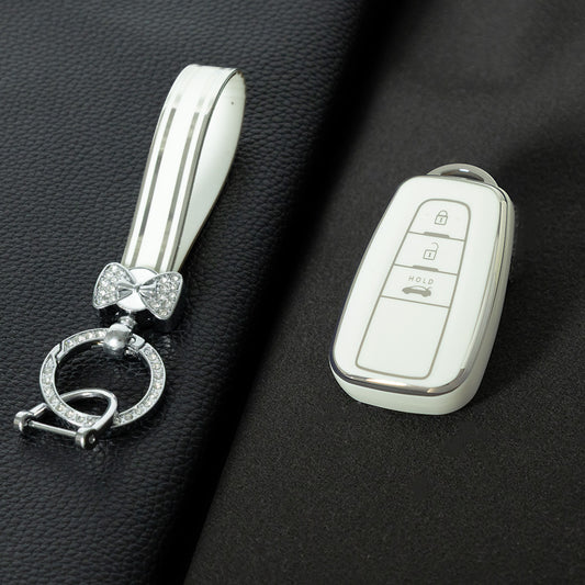 TOB1T1 White-Silver Plating Car Key Cover For Toyota Rav4 Corolla CHR Verso Hilux Chaveiro Keyless Bag Car Accessories Key Cover TPU