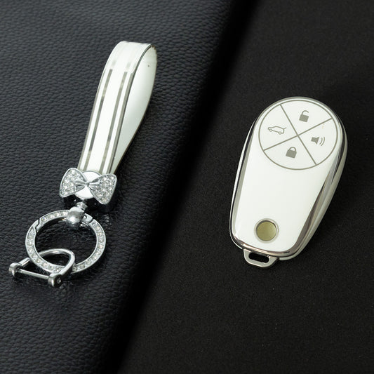 NOA1T1 White-Silver Plating TPU Car Key Case Cover for NIO ES8 ES7 ES6 EC7 EC6 ET7 ET5 ET5T EP9 EVE