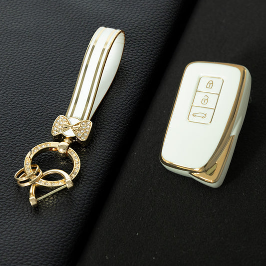 LEA1T1 White-Gold Plating Silver Edge Lightweight Protective Case Premium Soft TPU for Lexus ES200 ES350 LC500 LS500 UX200 ES300h GX460 RX350h NX450