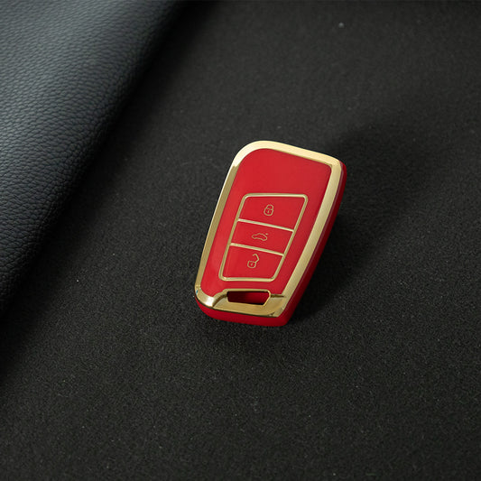 VOD1T1 Red-Gold Plating Car Key Cover For VW Polo Lavda Jetta Beetle Passat B5 B6 B7 Bora Santana Tiguan Car Key Cover