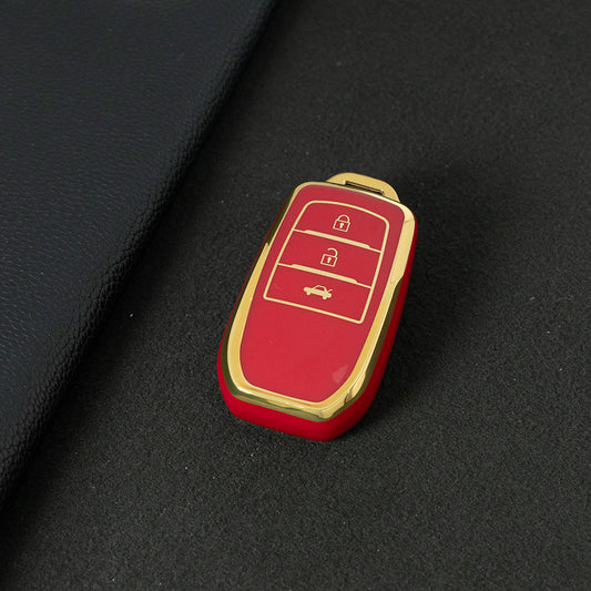 TOC1T1 Red-Gold Plating Car Key Cover For TPU Soft Car Key Fob Cover Smart Key Shell Case Protector Suitable for Toyota Corolla Camry Levin RAV4 Reiz