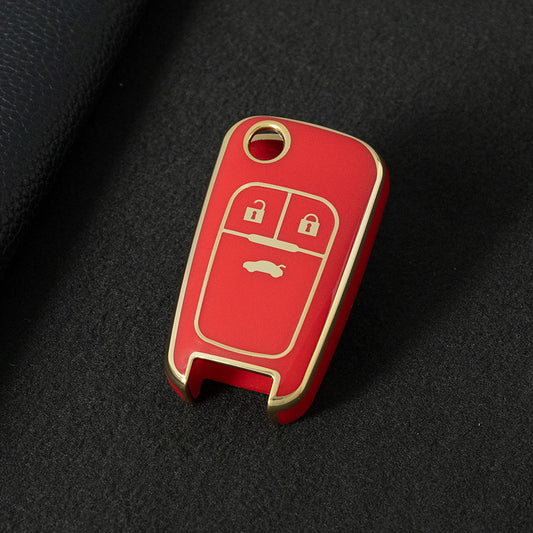 CED1T1 Red-Gold Plating 3 Button Soft TPU Car Key Case For Buick/Opel For Chevrolet Cruze Epica Lova Camaro Impala Aveo Malibu Sail Orlando