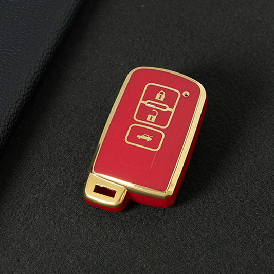 TOD1T1 Red-Gold Plating Soft TPU Remote Car Key Case for Toyota Camry Corolla RAV4 Highlander Avalon 2015 - 2017 4 Buttons Cover Shell Holder