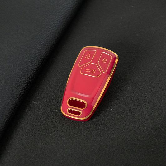 AUA1T1 Red-Gold Plating Car Key Cover For Audi A6 A5 Q7 S4 S5 A4 B9 Q7 A4L 4M 8W Q5 TT TTS RS 8S Coupe 2016 2017 2018 Accessories Fashion TPU Car Key Case Cover