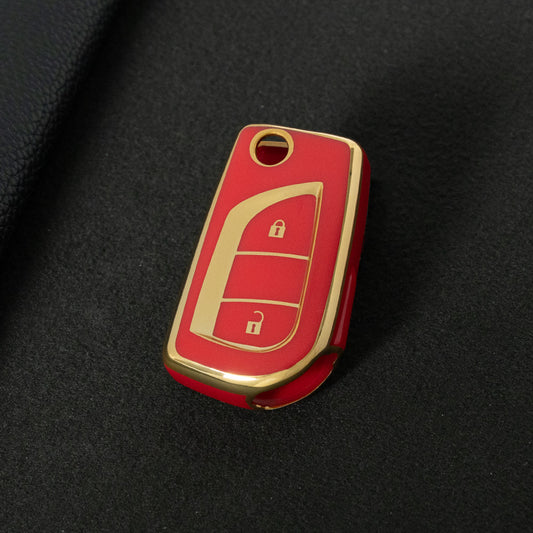 TOA2T1 Red-Gold Plating Car Key Cover TPU Soft Cover Key Cases Suitable for toyota Carola Highlander New Reith RAV4 Car Key Cover