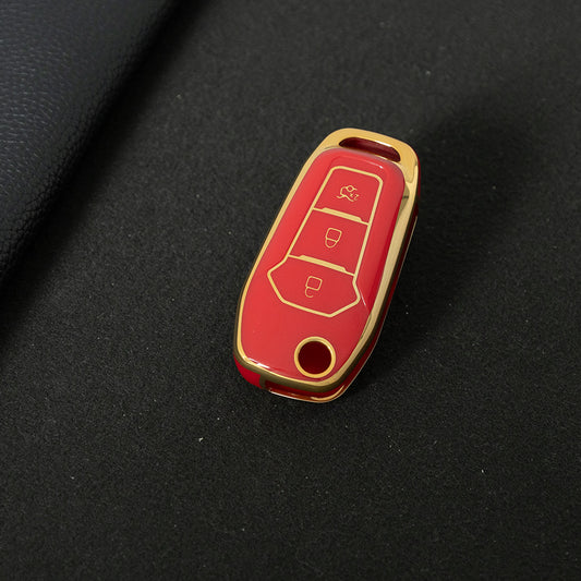 FOA1T1 Red-Gold Plating Car Key Cover Hot Sale TPU Car Key Case for Ford ESCORT Edge Taurus Ecosport Car Key Shell Cover
