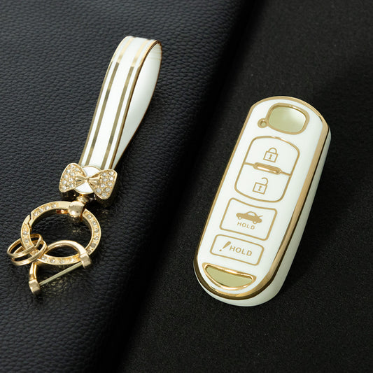 MAB3T1 White-Gold Plating Advanced Soft TPU Remote Smart Car Key Fob Cover for Mazda 3 Mazda 6 CX-3 CX-5 CX-7 CX-9 MX-5 Car Key Accessories