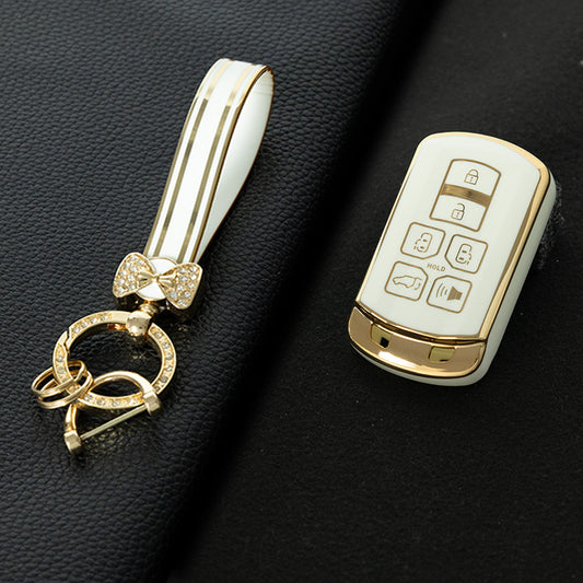 TOL1T1 White-Gold Plating TPU Car Key Cover Case for Toyota Avalon camry COROLLA RAV4 Grand Highlander