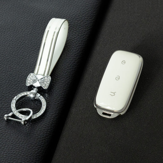 GEE1T1 White-Silver Plating Car Key Cover For Geely Galaxy L7Plus Keycase L6max Shell E8 Starship