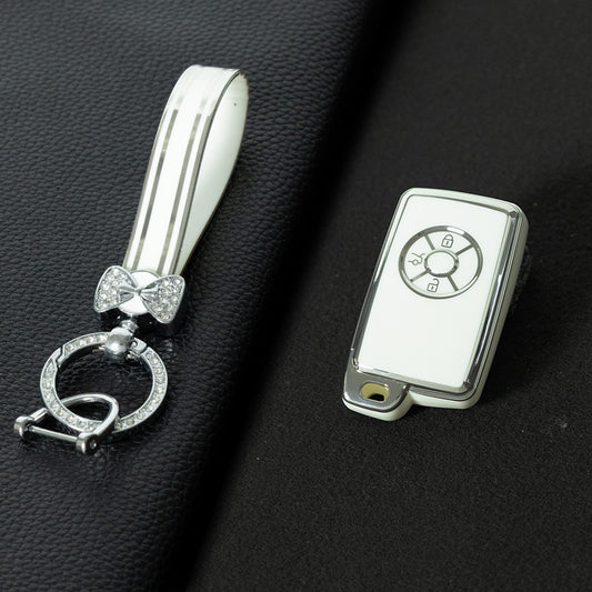 TOO1T1 White-Silver Plating TPU Car Key Case Cover for Toyota Reizhi RAV4 Overlord Previa Latest Designs Car Supplies