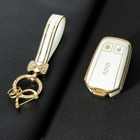 LSC1T1 White-Gold Plating TPU Car Key Case Cover for Suzuki Vitara Swift Kizashi SX4 Baleno Ertiga Samurai S-Cross