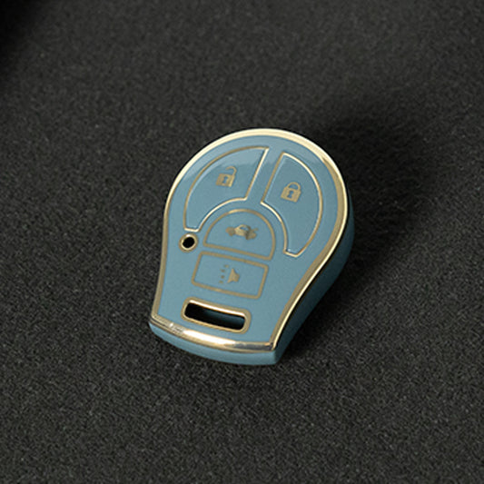 NIE4T1 Granny Grey-Gold Plating TPU Car Key Cover for Nissan Sylphy MARCH TIIDA X-TRAIL Qashqai KICKS SUNNY