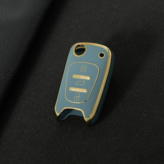 HYG2T1 Granny Grey-Gold Plating Car Key Cover For Hyundai I20 I30 Ix20 Ix35 for Kia Ceed Picanto Sportage TPU Car Key Case Cover Shell Bag Holder Fob Keychain Accessories