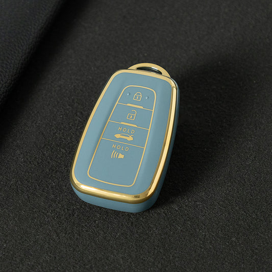 TOB4T1 Granny Grey-Gold Plating Car Key Cover For Toyota Prius Camry Corolla C-HR CHR RAV4 Prado Izoa Levin Avalon 2018 2019 2020 Car Key Case Shell Cover Protector