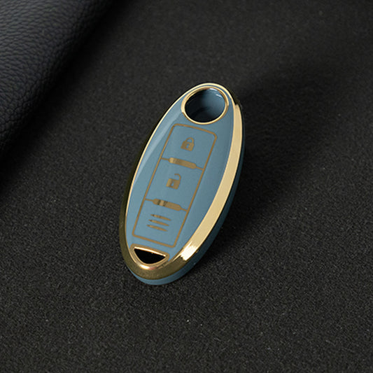 NIB1T1 Granny Grey-Gold Plating Car Key Cover For Nissan X-Trail Qashqai Sylphy Altima