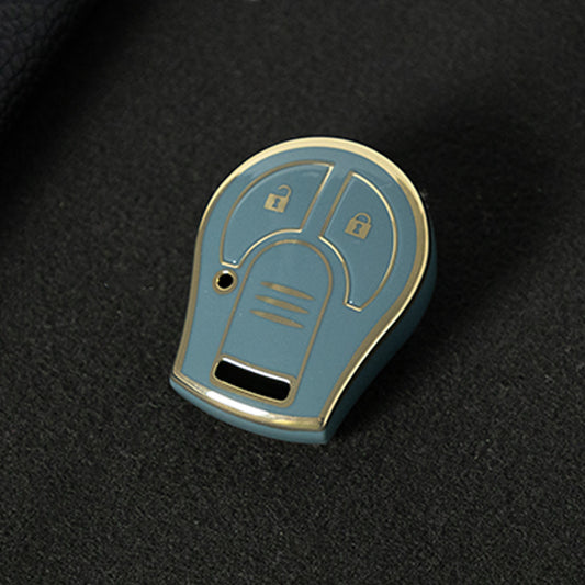 NIE2T1 Granny Grey-Gold Plating TPU Car Key Cover for Nissan Sylphy MARCH TIIDA X-TRAIL Qashqai KICKS SUNNY