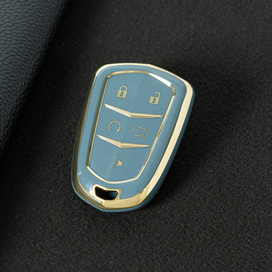 CAA2T1 Granny Grey-Gold Plating Car Key Cover Suitable for Cadillac Keycase Xt5 Xt4 Xt6 Ct5 Ct6 Ct4 Xts Shell Atsl Car Key Bag keychain