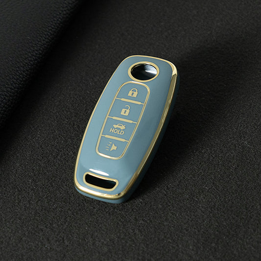 NIA4T1 Granny Grey-Gold Plating TPU Car Key Cover for Nissan Sylphy Bluebird Teana X-Trail Murano GTR
