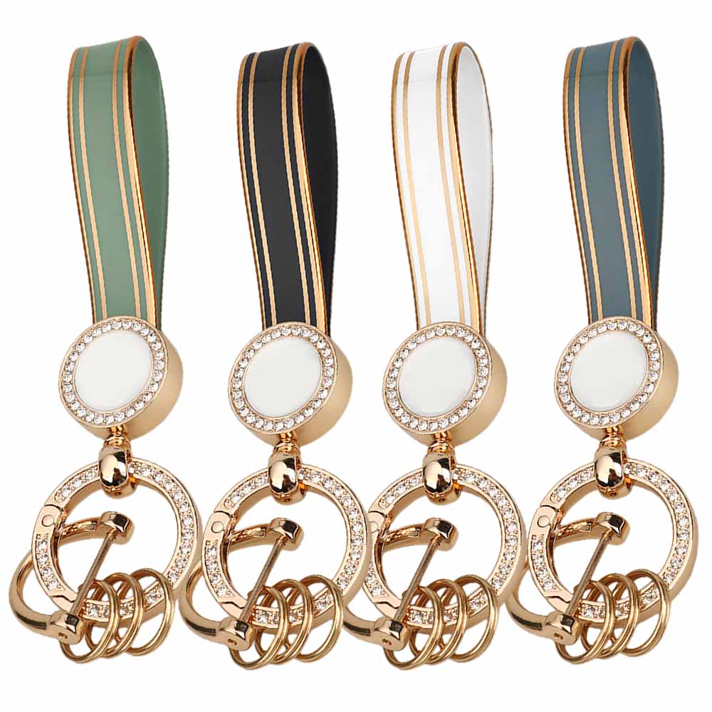 Fashionable Diamonds TPU Car Keychain with Three Ring Key Fob Holder Accessories and Custom Logo