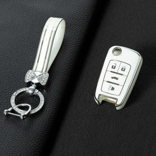CED2T1 White-Silver Plating Hot Sale TPU Car Key Case for Chevrolet Cruze AVEO Excelle BUICK XTG Car Key Shell Cover