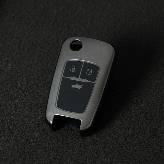 CED1T1 Black-Metal Gray Plating 3 Button Soft TPU Car Key Case For Buick/Opel For Chevrolet Cruze Epica Lova Camaro Impala Aveo Malibu Sail Orlando