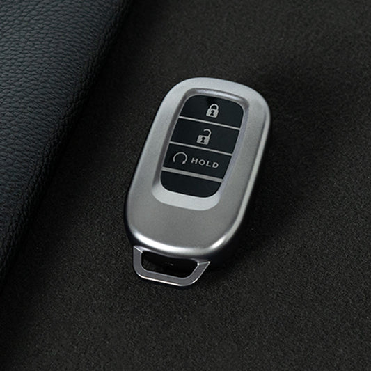 HOB3T1 Black-Metal Gray Plating Car Key Cover TPU Remote Key Fob Cover 4-button Car Key Case Protective Accessories Suitable for Honda Accord Civic HR-V CR-V Pilot Odyssey