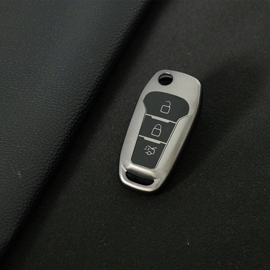 FOA1T1 Black-Metal Gray Plating Car Key Cover Hot Sale TPU Car Key Case for Ford ESCORT Edge Taurus Ecosport Car Key Shell Cover