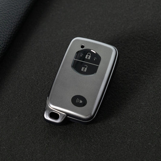 TOG3T1 Black-Metal Gray Plating Soft TPU Car Key Case Cover for Toyota Camry Highlander Crown Prado Land Cruiser Vitz Prius Corolla Accessories