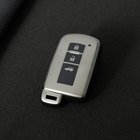 TOD1T1 Black-Metal Gray Plating Soft TPU Remote Car Key Case for Toyota Camry Corolla RAV4 Highlander Avalon 2015 - 2017 4 Buttons Cover Shell Holder