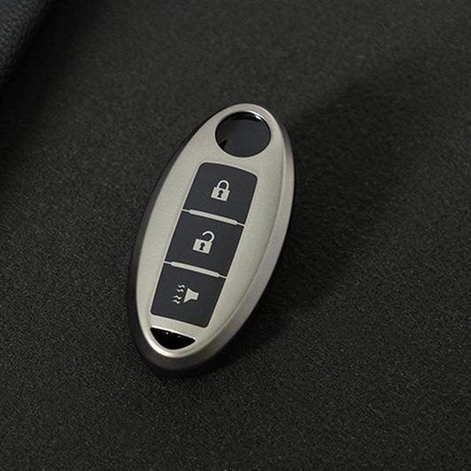 NIB2T1 Black-Metal Gray Plating Car Key Cover TPU Car Key Case Cover Key Fob Cover for Nissan Leaf Micra Qashqai J11 J10 X Trail T32 Versa Note Patrol Accessories