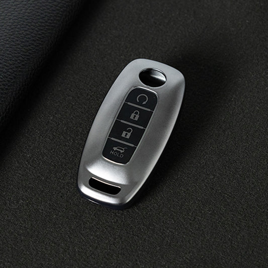 NIA7T1 Black-Metal Gray Plating TPU Car Key Cover Fob Holder Suitable for Nissan Sylphy Bluebird Teana X-Trail Murano GTR