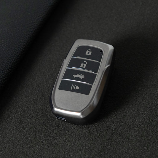 TOC6T1 Black-Metal Gray Plating TPU Car Key Case Cover Fob for Toyota Corolla RAV4 CHR Camry Crown Auris Land Cruiser 200 Prado Protector Shell Accessories