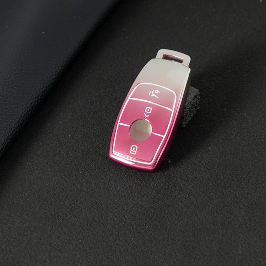 MEB1T1 Gradient Pink Car Key Cover For Mercedes Benz Maybach C200L S450L CLASS Key Rings Keychain Bag Car Key Accessories