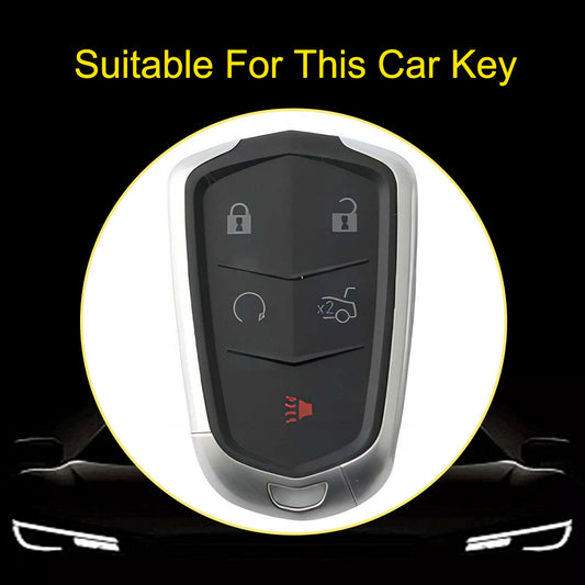 CAA2T1 Light Blue-Silver Plating Car Key Cover Suitable for Cadillac Keycase Xt5 Xt4 Xt6 Ct5 Ct6 Ct4 Xts Shell Atsl Car Key Bag keychain